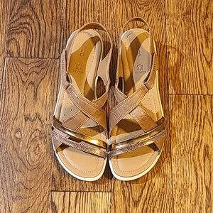 Ecco Women's Felicia Sandal Wedge, Cashmere/Bronze, 41 EU/10-10.5 M US